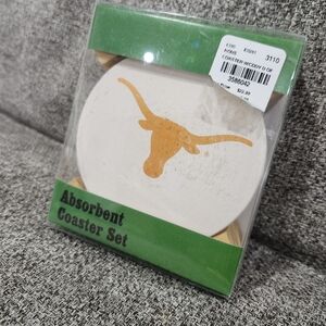 4 piece University of Texas Longhorns  coaster gift set, burnt orange, bevo  NEW